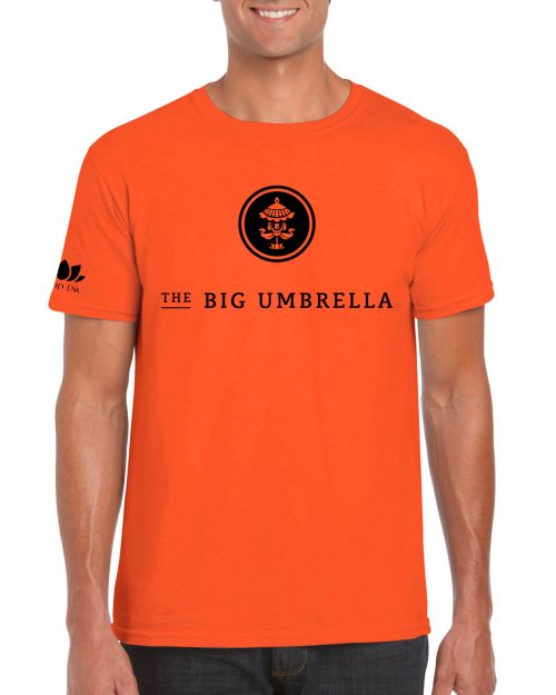 Black Logo Orange Tshirt by The Big Umbrella