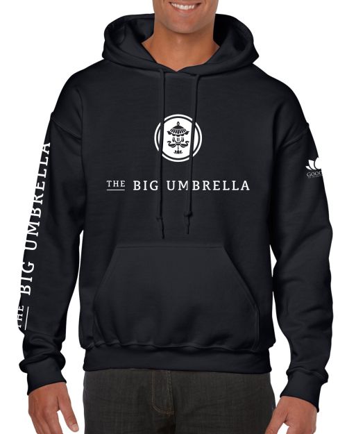 White Logo Black Hoodie by The Big Umbrella